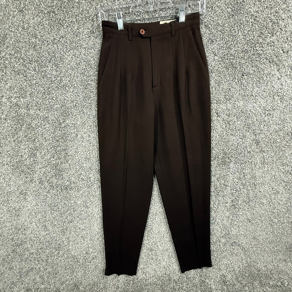 Vertigo Paris Brown 100% Wool Pleated High Rise Tapered Pants France US 6